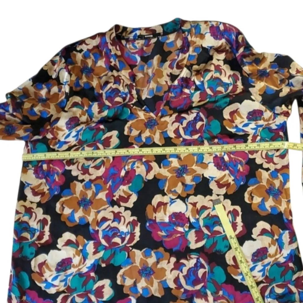 Worth New York 100% Silk Floral Multicolor Women's Top Size:14 Brown - Image 6