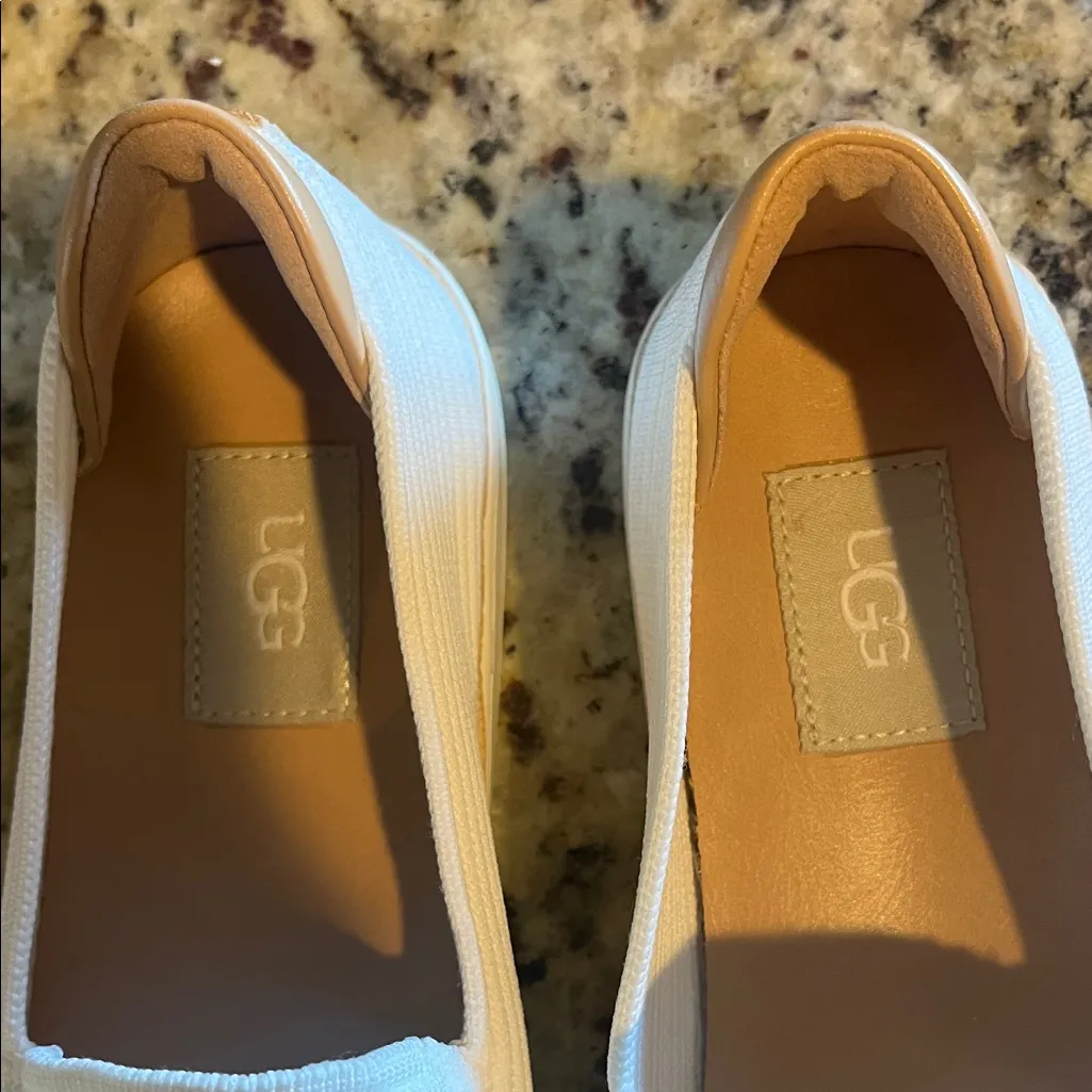 UGG  White Textured Slip-On Loafers - Image 4