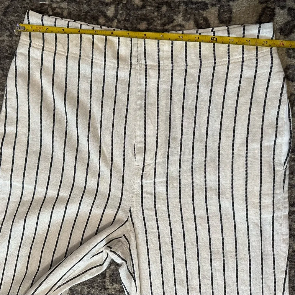 Free People NWT Size 6 Cream Navy Blue Striped Linen Cotton Star of Wonder Pants - Image 10