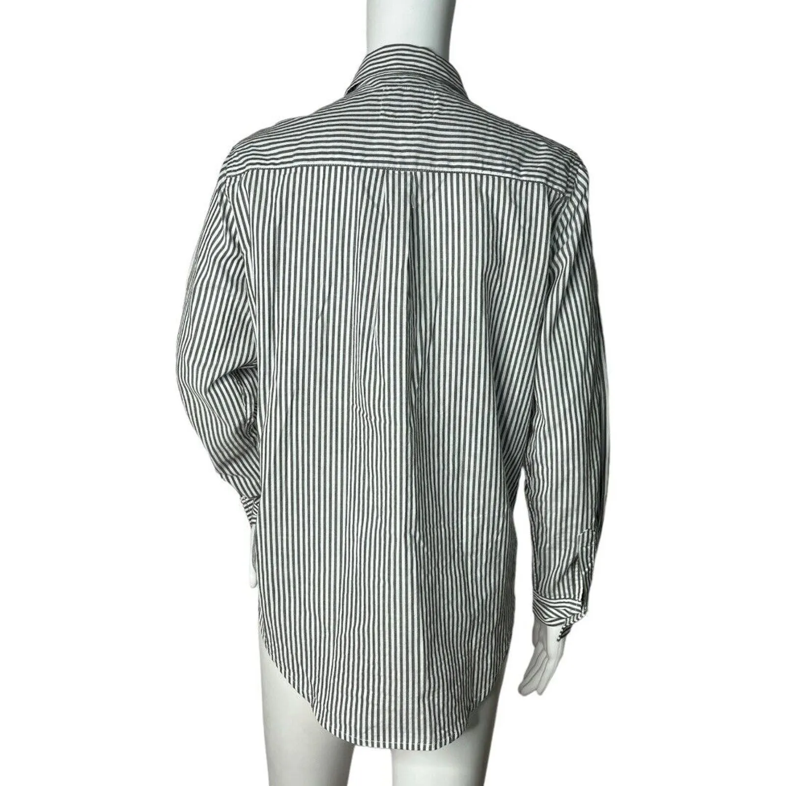 Rails Shirt Women XS Gray White Florence Stripe Taylor Button Up‎ Shirt Pearls - Image 3