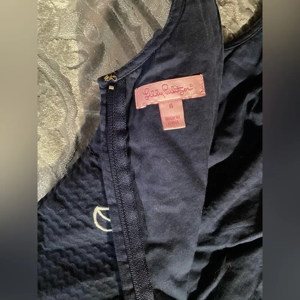 Lilly Pulitzer Clarita True Navy Sailing Embroidery Sailboat Shift Dress Size 6 - Image 10