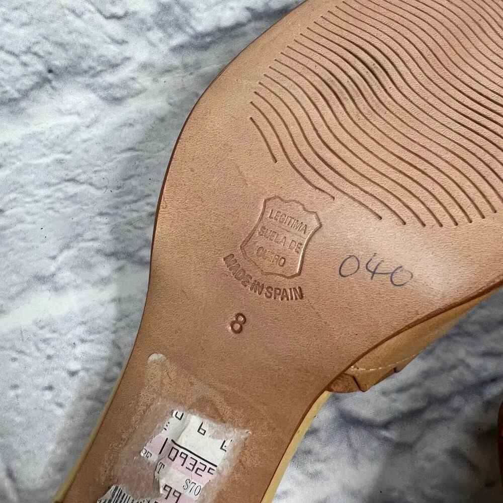 Levity Made in Spain Brown Leather Mules Slip On Size 8 2.75" heels - Image 7