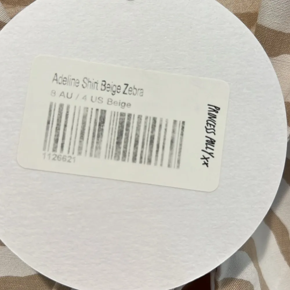 Adeline Shirt Top Beige Zebra Long Flare Sleeve Tie Front Size 4 - Image 5