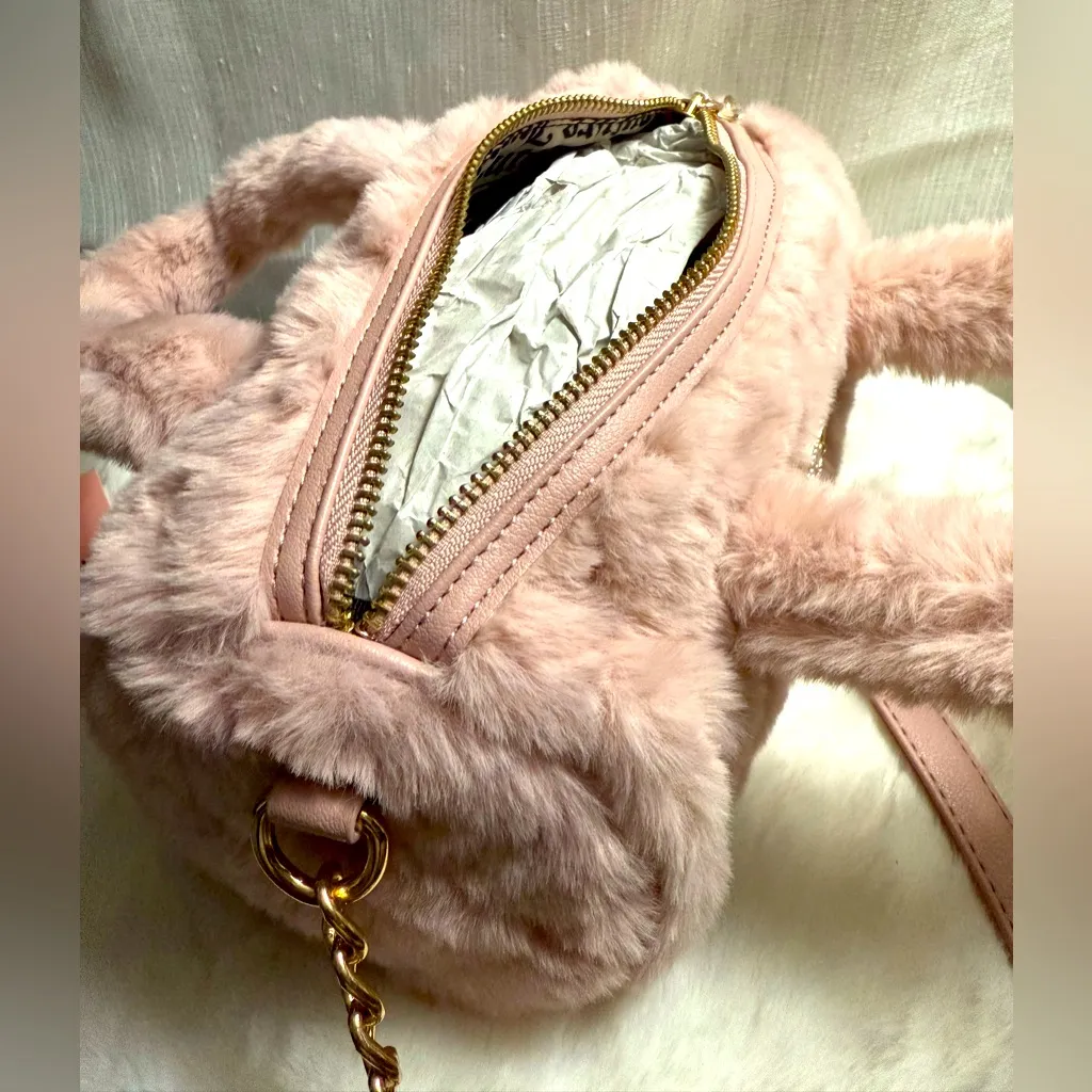 NEW Juicy Couture Pink Fuzzy Roll Crossbody Bag - Image 6