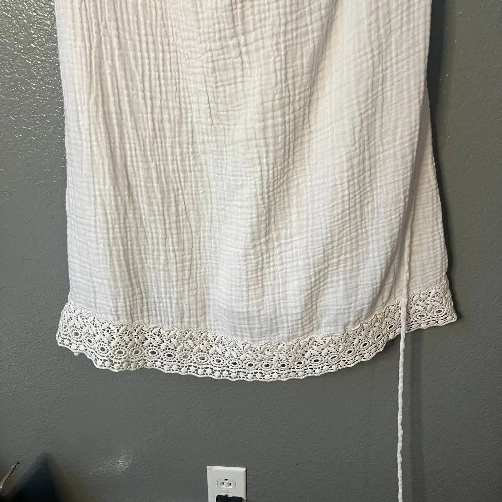 Michael Stars White Gauze & Crochet Lace Trim Dress/Tunic - Size Large - Image 3