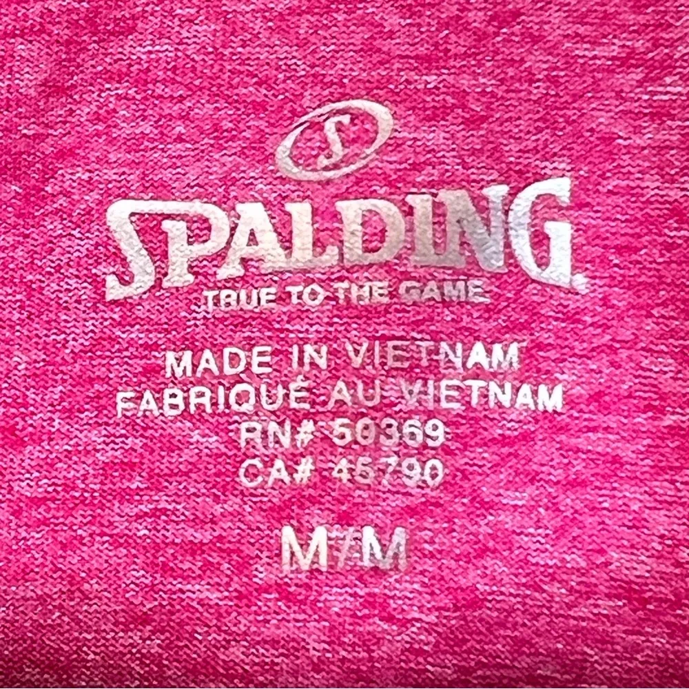 Spalding Pink Short Sleeve V-Neck Athletic Top Size Medium - Image 7