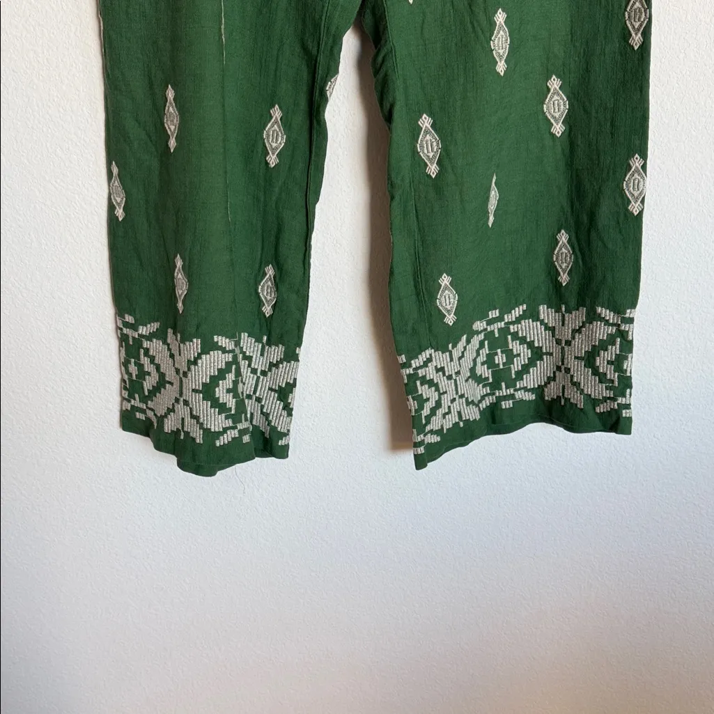 Zara Green Patterned Wide Leg Pants - Image 6