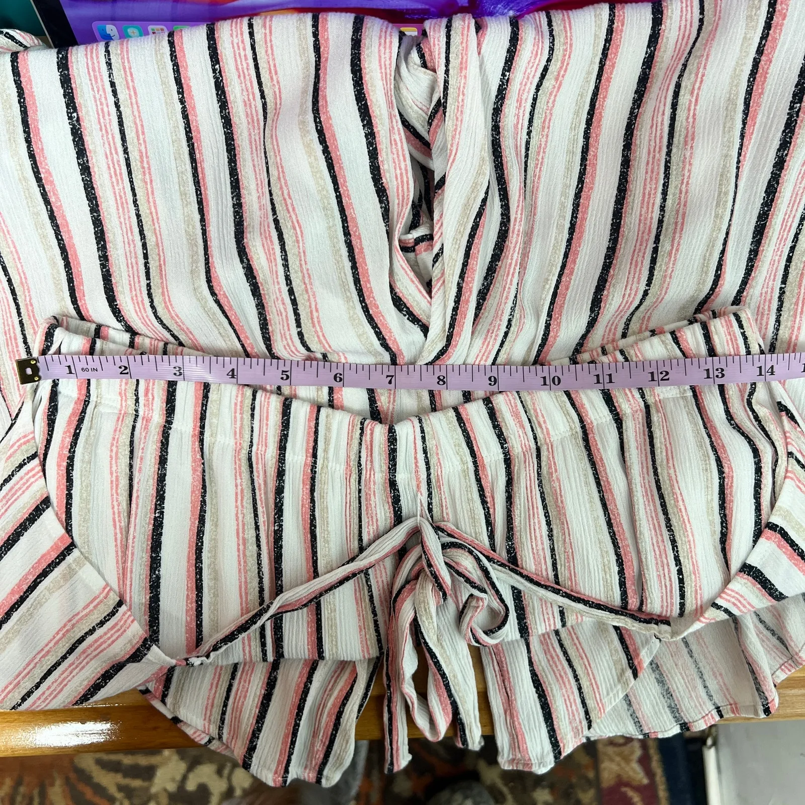 By & By Pants Womens Large Pull On Side Slits Boho Chic Beachy Coquette Festival Pink - Image 15