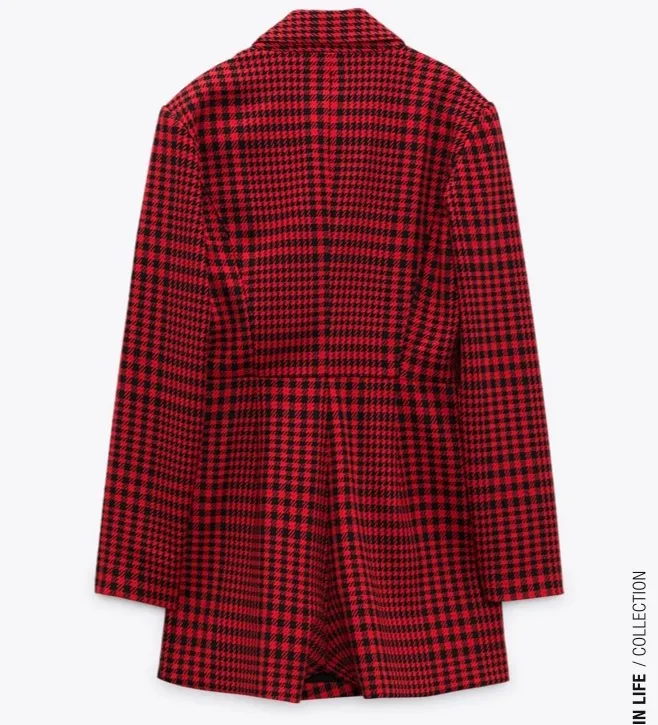 Red Houndstooth Jumpsuit Dress - Image 10