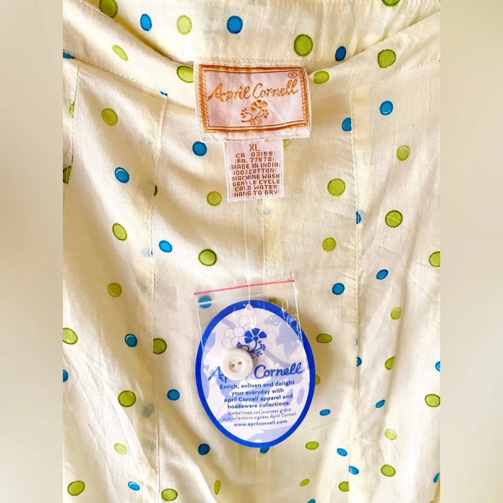 NWT vintage April Cornell “cottage rain” yellow cotton midi skirt Size XL - Image 3