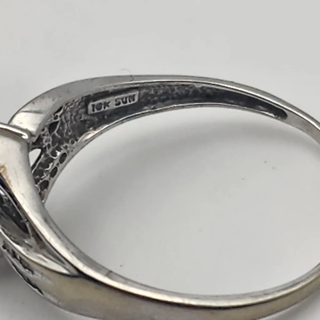 Sun 10 Karat White Gold & Diamond Ring (10.5) Silver - Image 7