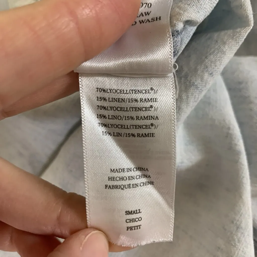 Rails Ingrid Raw Hem Denim Button Down Shirt Small Light Wash Distressed Western - Image 7