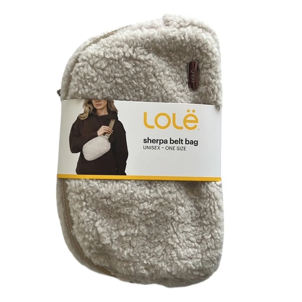 LOLË Sherpa Belt Bag, Unisex, Adjustable Multipurpose Cream Crossbody NEW Brown - Image 2