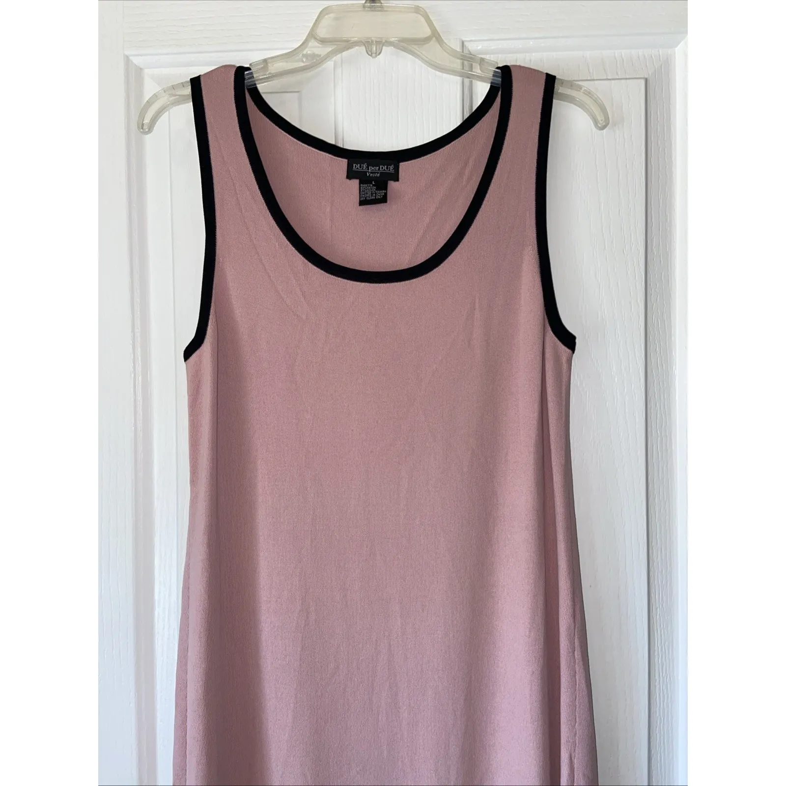 Due per Due Veste Pastel Pink Black Trim Sleeveless Tank Maxi‎ Dress Women Large - Image 2
