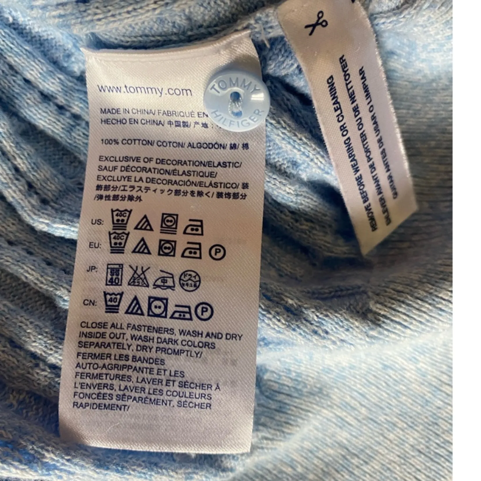 Tommy Hilfiger Women’s Large Light Blue Cable Knit Button Cotton Preppy Cardigan - Image 7