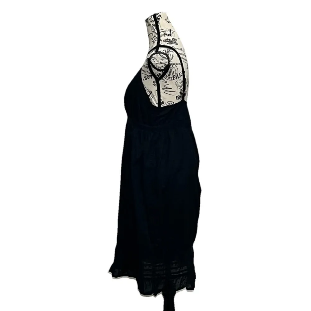Black Midi Dress Dark Coquette Cottegecore  Goth Swiss Dot M Beach Coastal Boho - Image 4