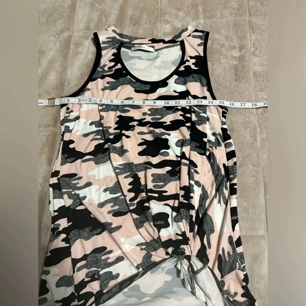 Haptics Tank Top Size Small Pink Camo Athleisure Running Active Front Knot - Image 7