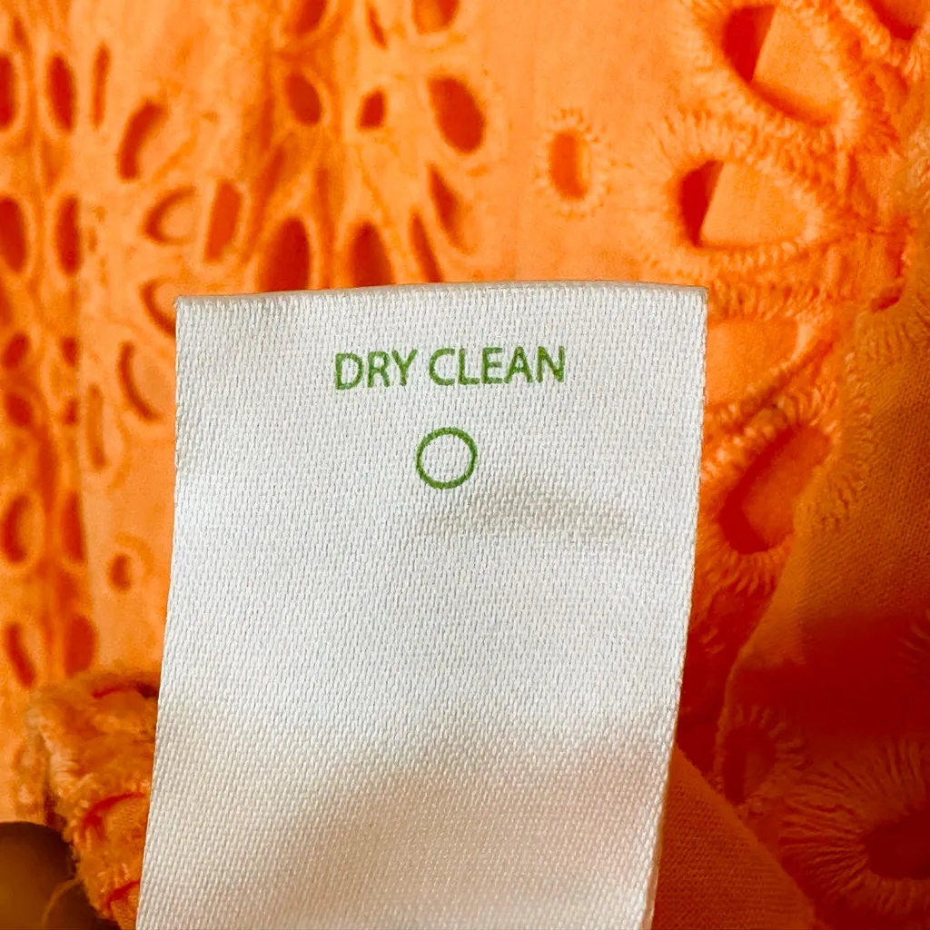 Lilly Pulitzer Kay Babydoll Orange Cantaloupe Tangerine Eyelet Puff Sleeve Dress - Image 13