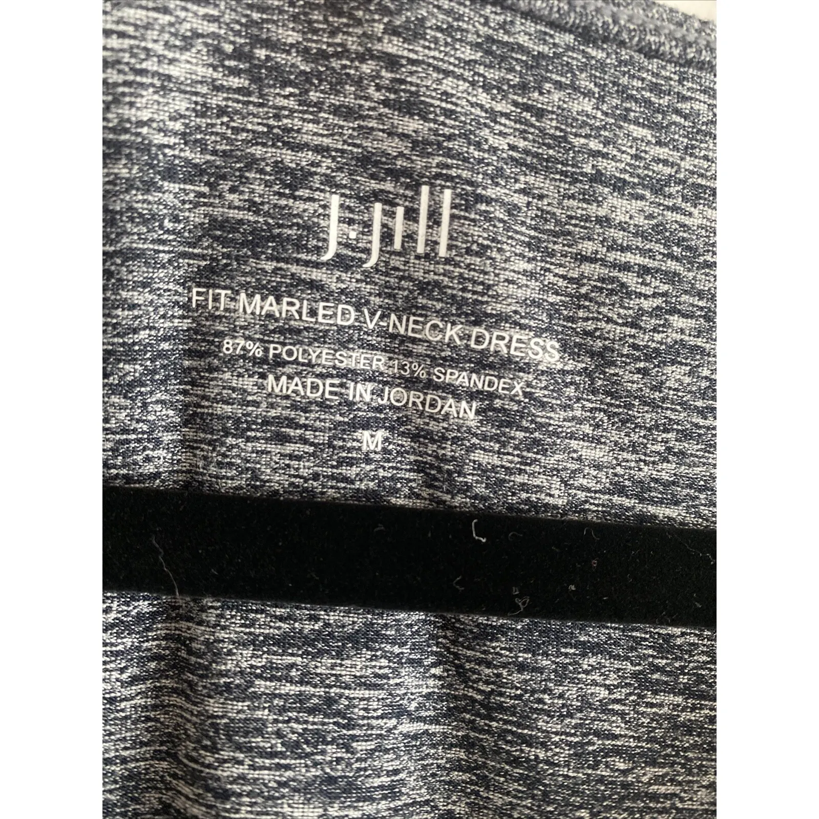 J Jill Fit Marled Gray V Neck Dress Size Medium Relaxed Midi Pockets Shirttail - Image 6