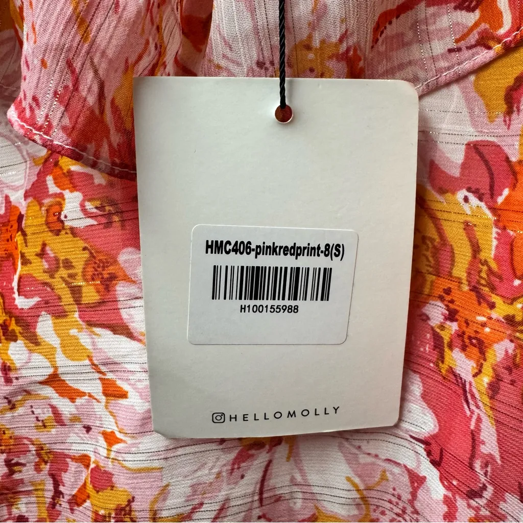 NEW Hello Molly Blooming Heights Sleeveless Midi Dress Floral Orange 4 Small - Image 10