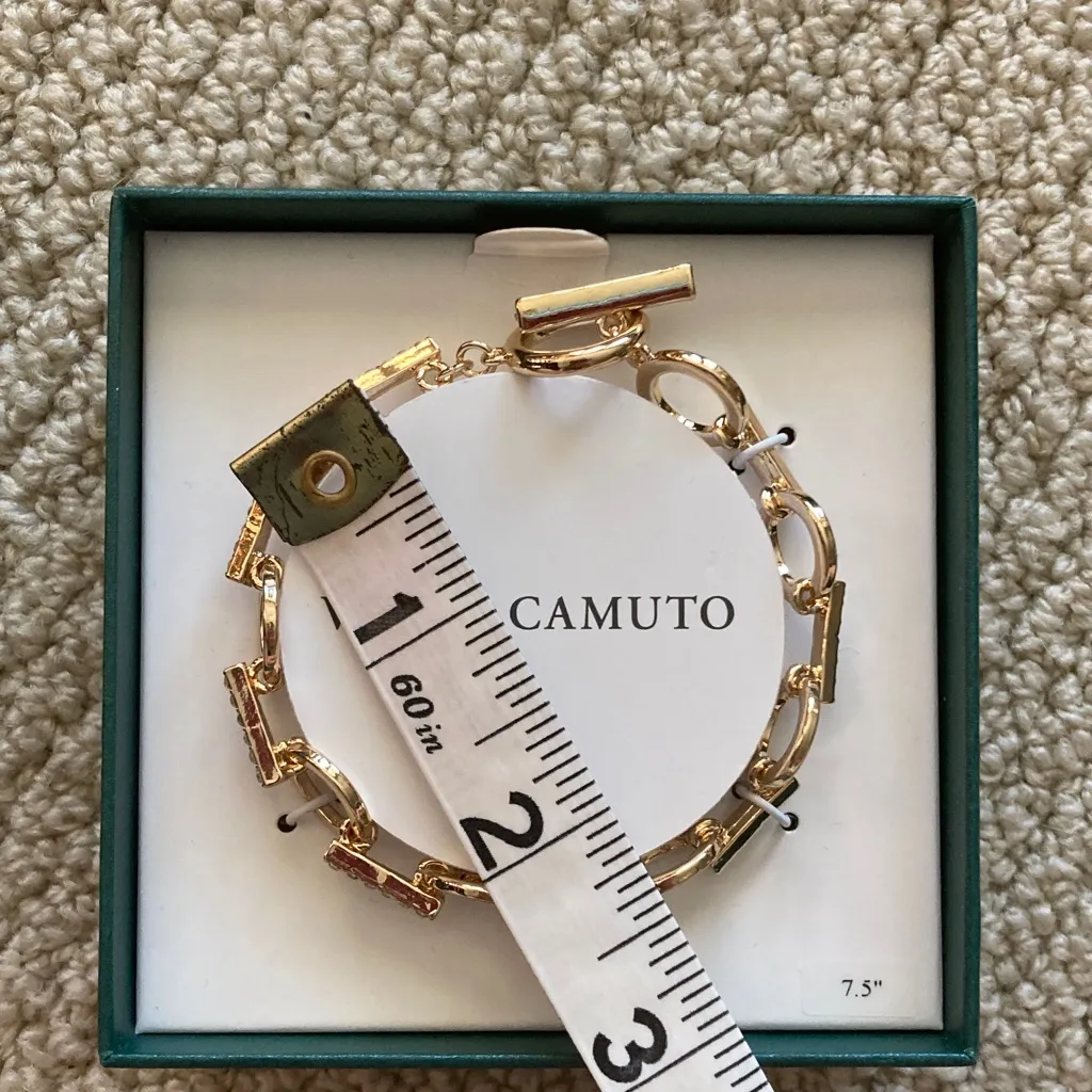 NEW Vince Camuto Chain Link Bracelet Pave 14kt Gold Plated Size 7.5” NIB - Image 7