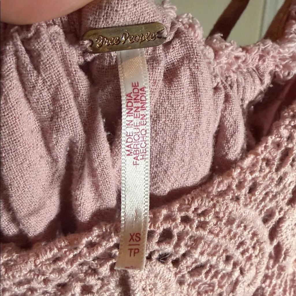 Free People Giving Us Sass Oversize Lace Mini Dress Mauve Pink - Image 8