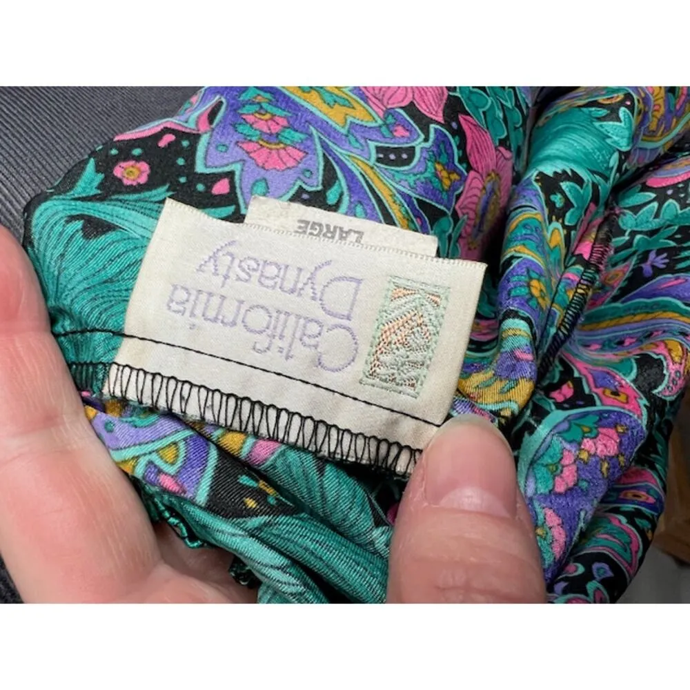 Panties paisley floral vintage 1980s teal purple pink Blue - Image 6