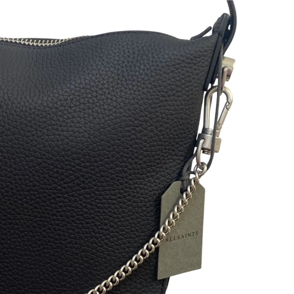 NEW AllSaints BLAKE Pebbled Leather Shoulder Crossbody Bag in Black - Image 4