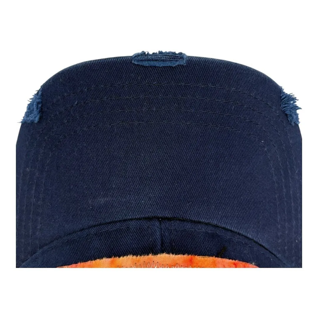 Genevieve Gail Game Day Trucker Hat Distressed Patch‎ Football Blue Orange - Image 3