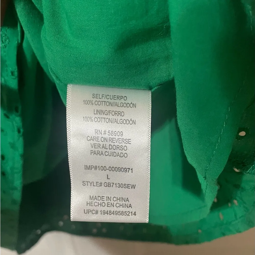 Gianni Bini Floral Eyelet Wrap Mini Dress Adjustable Kelly Size Large - Image 4