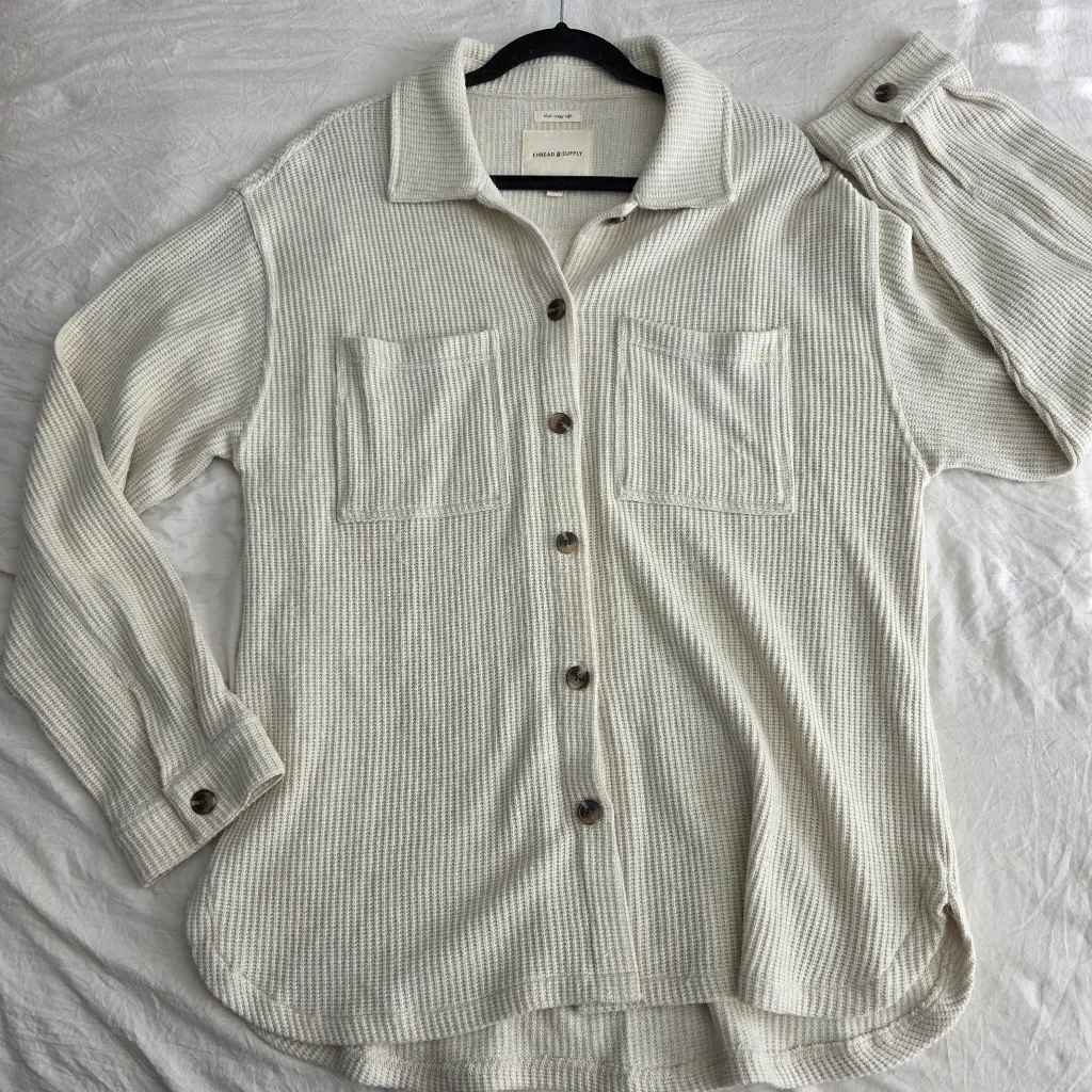 Thread & Supply Ribbed Button Down Cardigan L Size L - Image 3