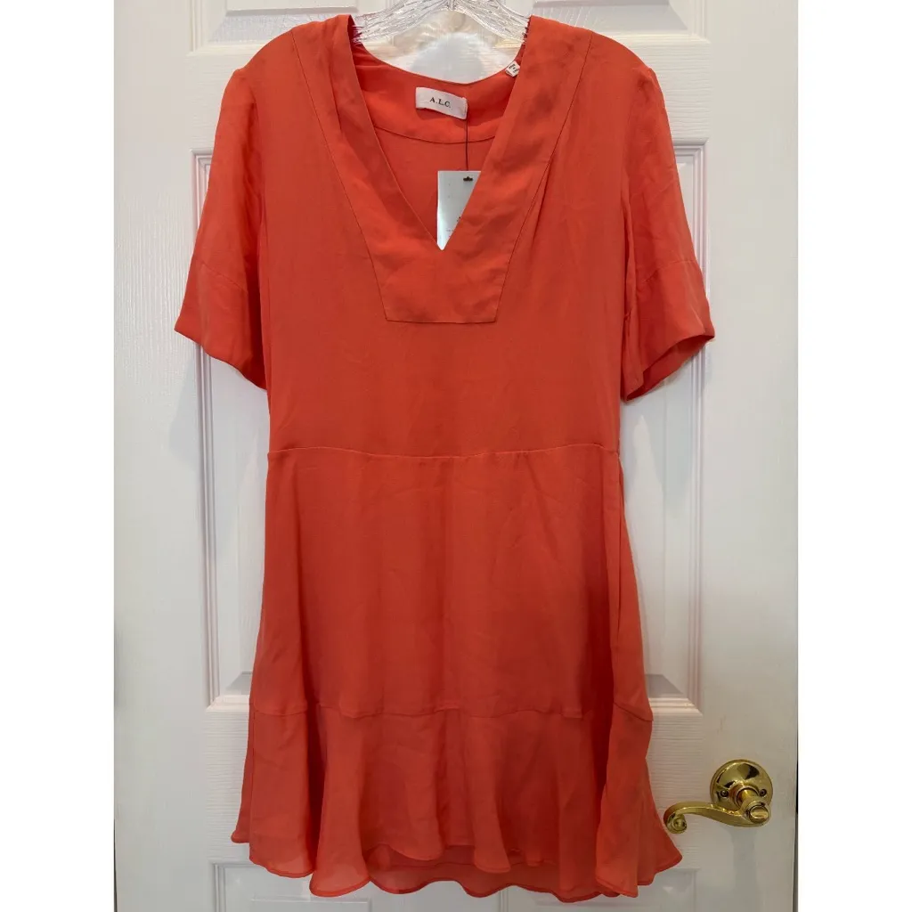 A.L.C. Delaney Silk Dress in Coral Size 0 NWT - Image 4