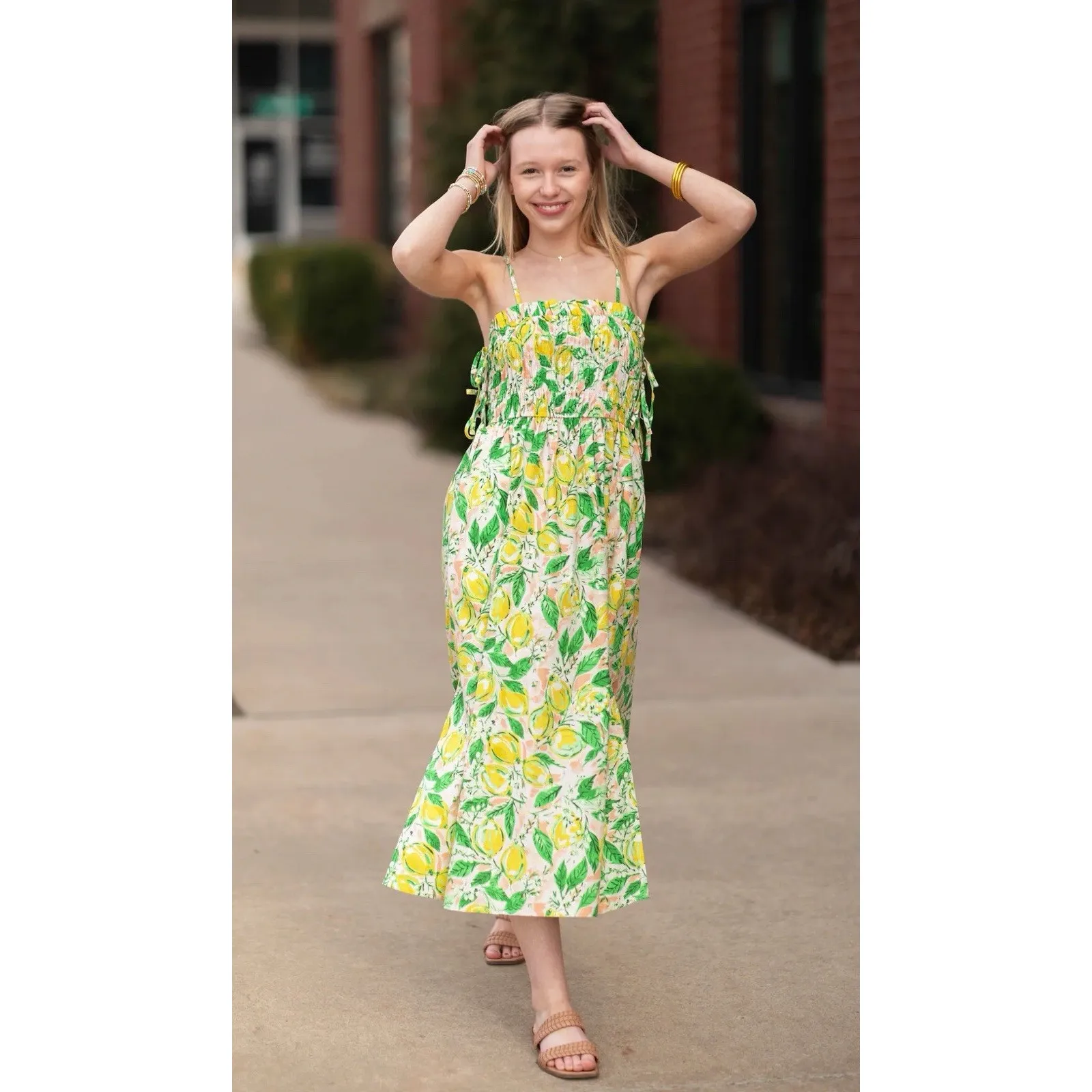 Meet Me‎ In Santorini LEMON GROVE BLISS MAXI DRESS Size Medium Sundress Citrus - Image 11