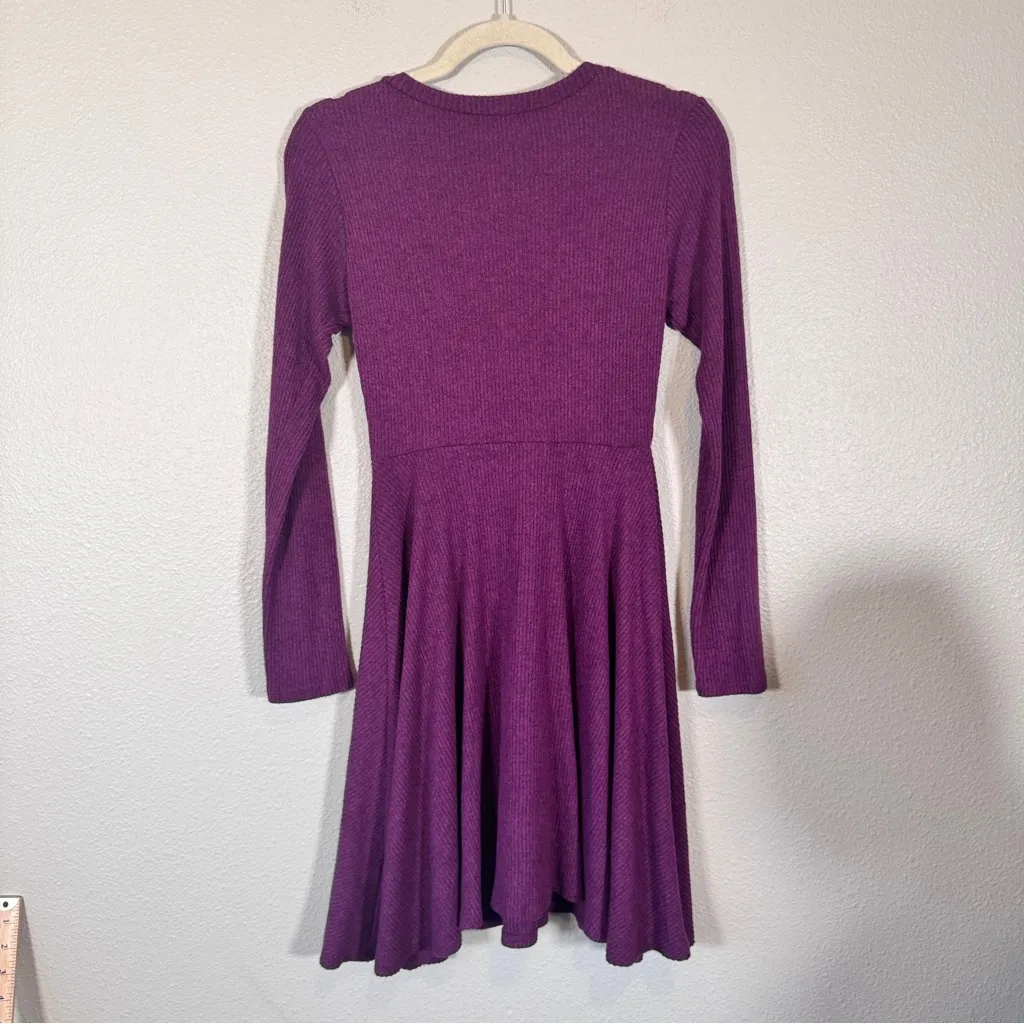 Lulus Purple Waffle Knit Sweater Dress Womens S Mini Skater Fall Cozy Casual - Image 2