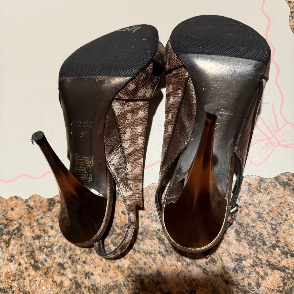 Miu Miu Metallic Slingback Heels with Jewels - Image 10