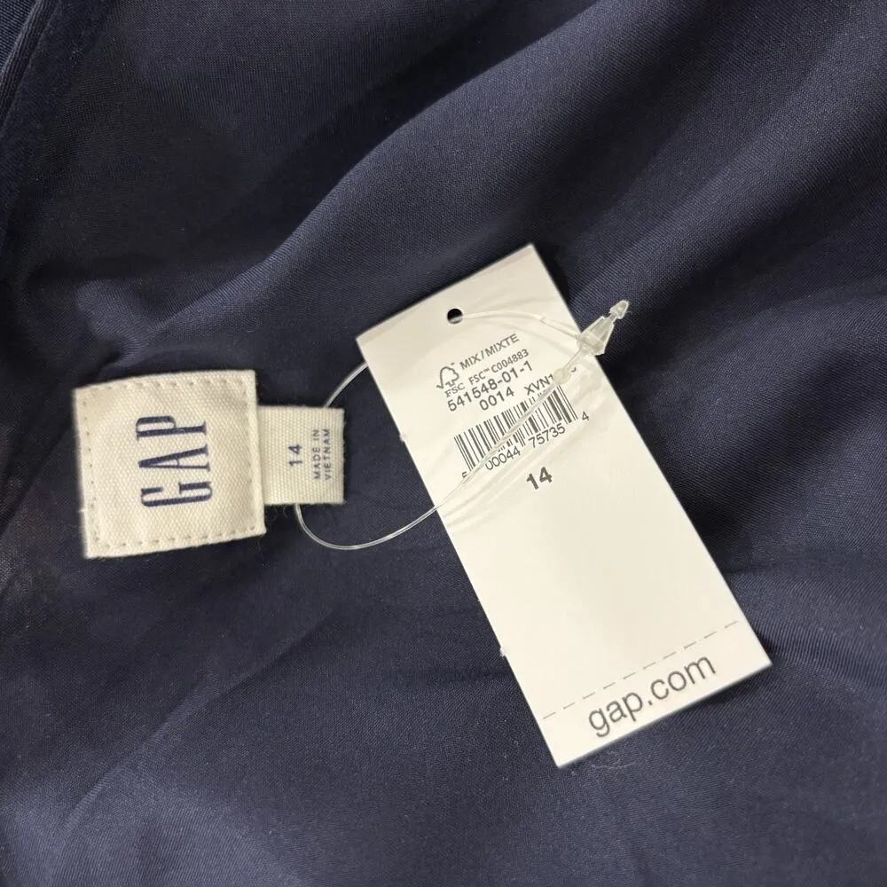 NWT Gap Size 14 Navy Floral Button-Front V-Neck Midi Dress Cottage - Image 3