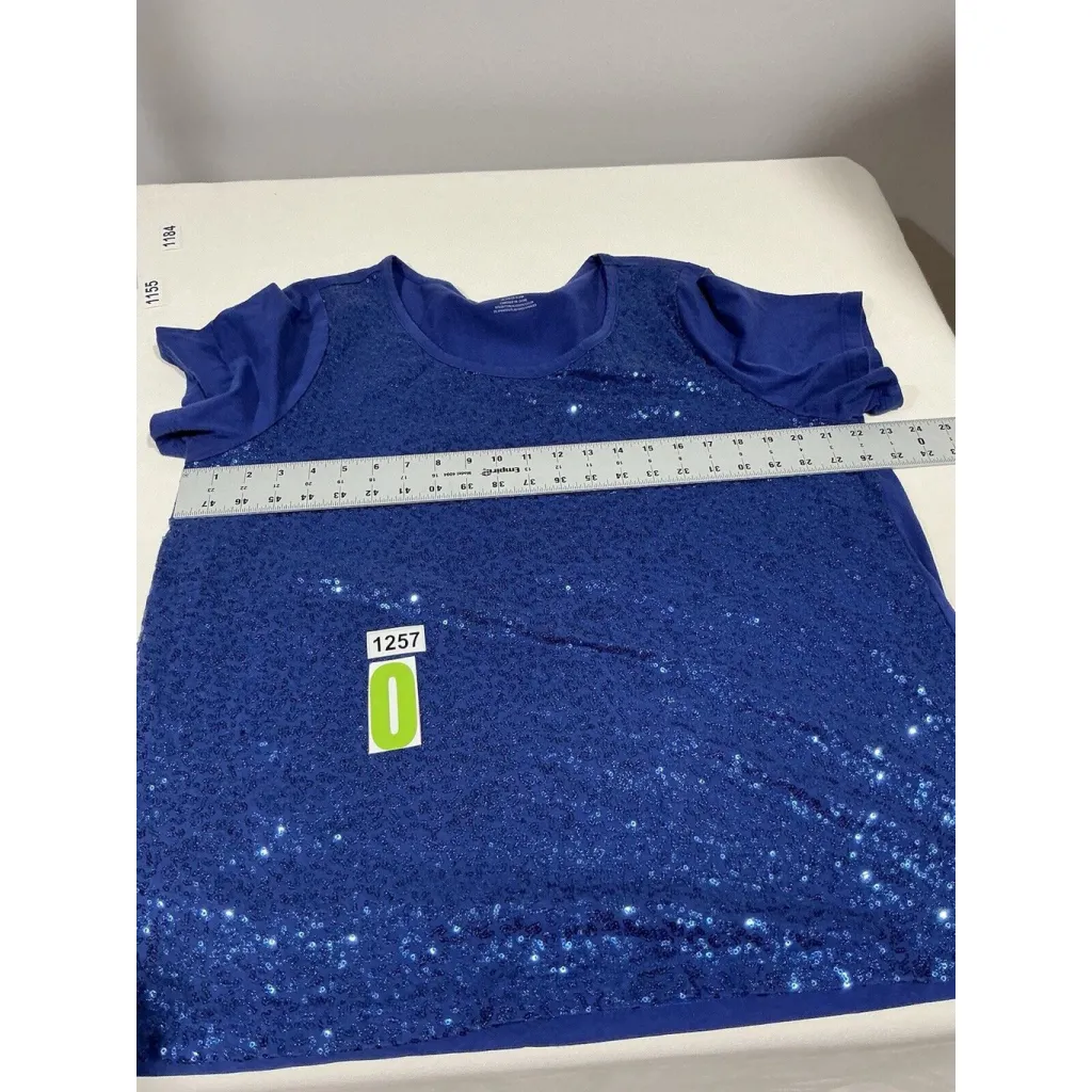 Woman’s Dkny 18-20 Short Sleeve Scoop Neck Blue With Sequins T Shirt - Image 8