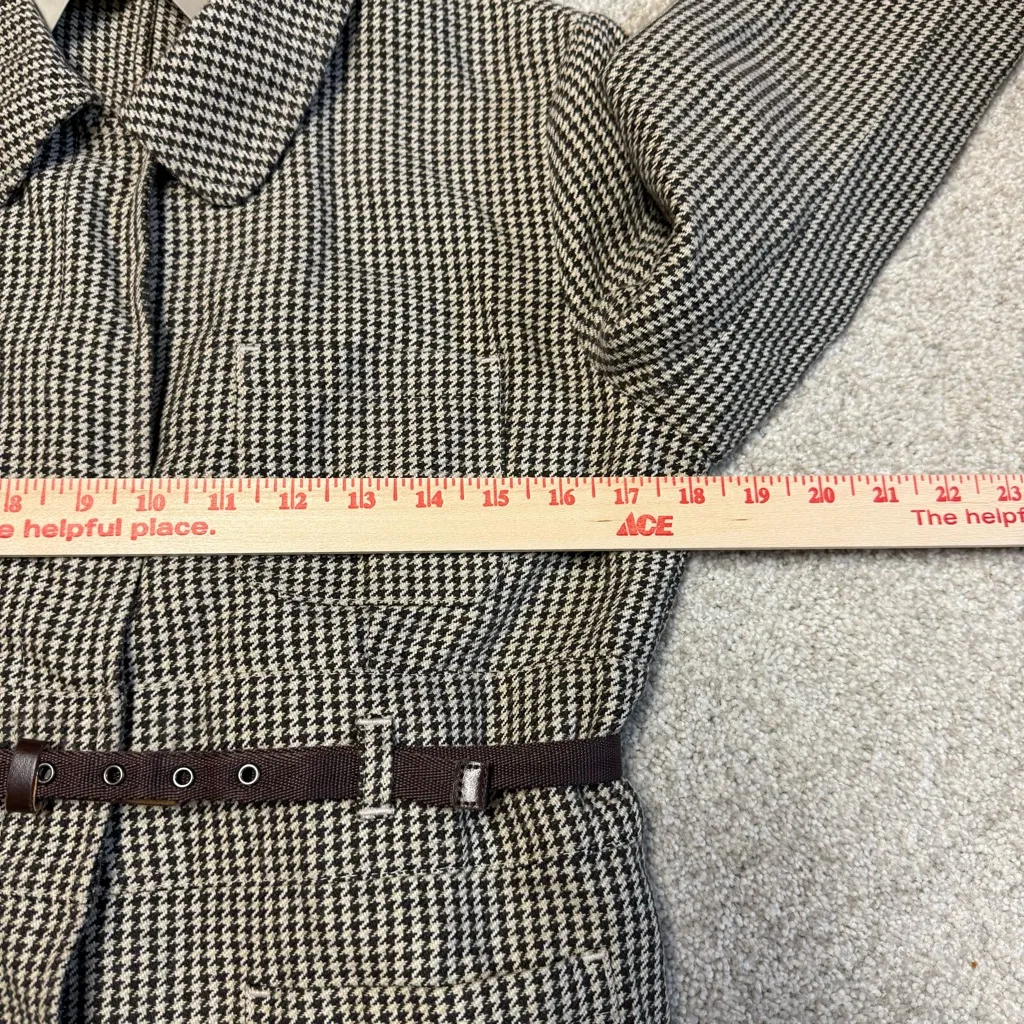 Max Mara Womens Brown Houndstooth‎ Belted Blazer Sz 12 Career Academia Luxury - Image 6