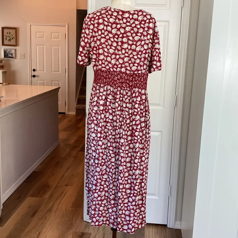 Susan Bristol vintage tea cups print cottage core midi dress - Image 13