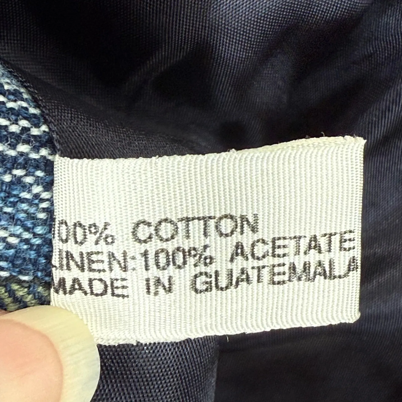 Milagros Hand Loomed Clothing Jacket Blue Geometric Pattern Mandarin Collar L Size L - Image 7