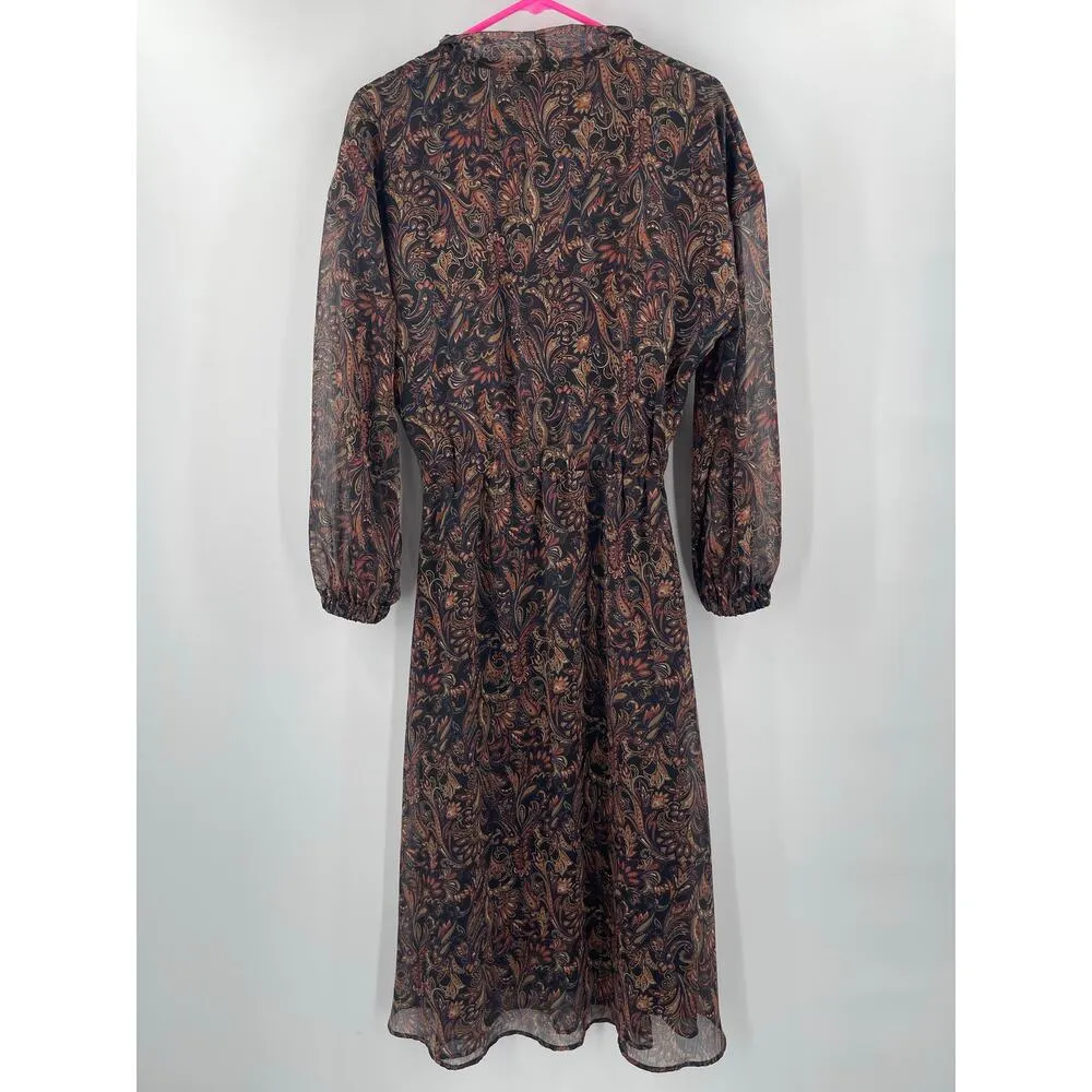 EVEREVE Dress Extra Small Eliza Paisley Midi Long Sleeve Business Work Office - Image 4