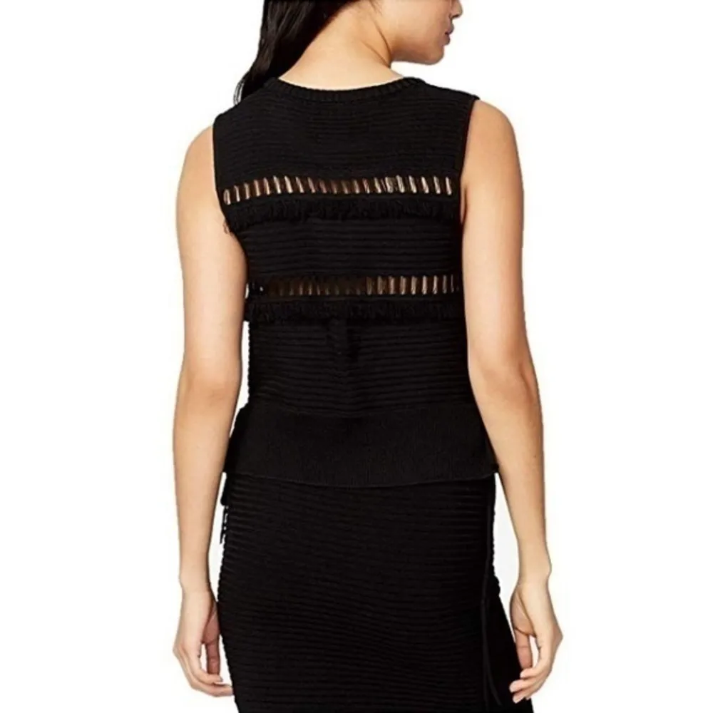 Rachel Roy Womens June Illusion Fringe Tank Top - Image 3