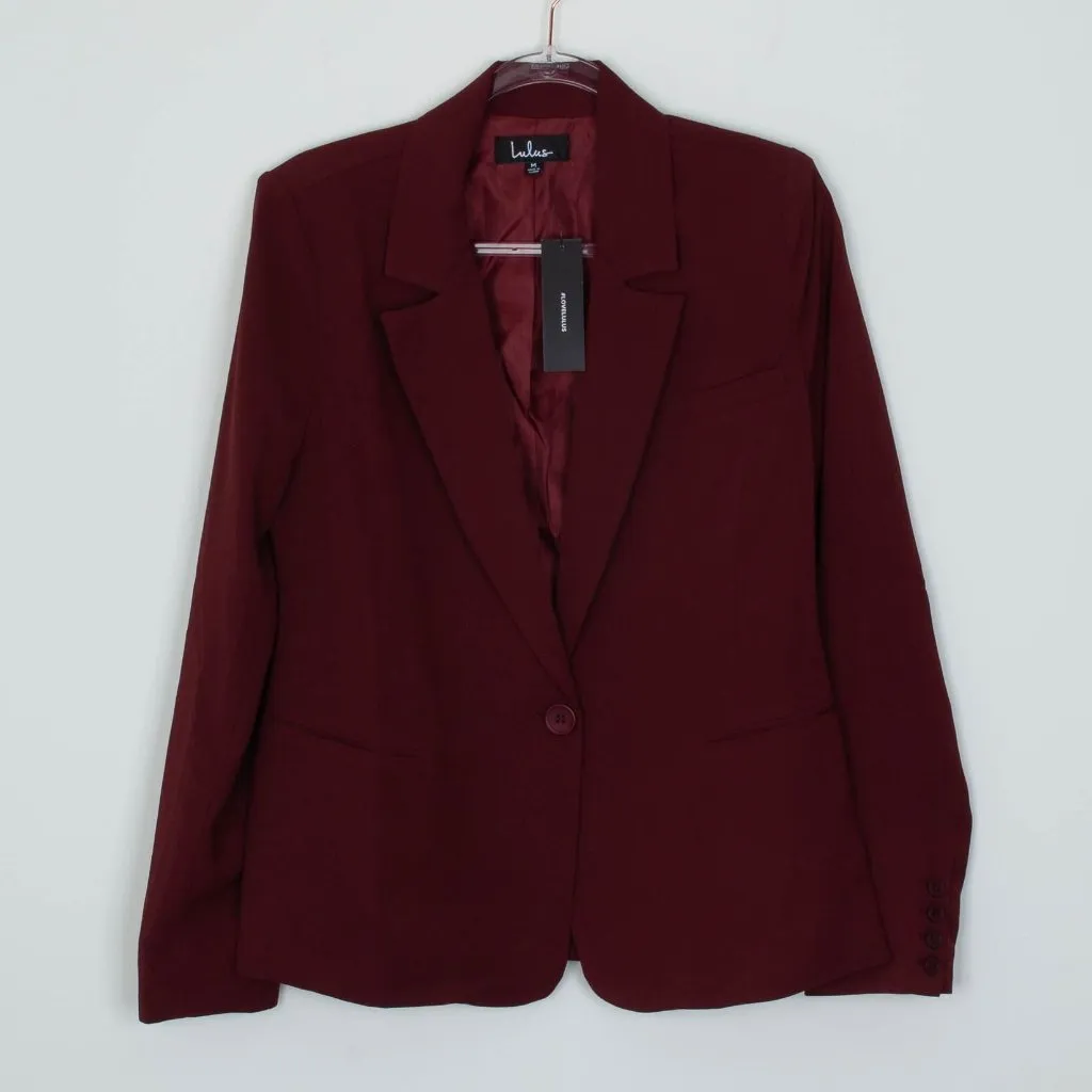 NWT Lulus Womens Suit and Score Single Breasted Blazer‎ Size M Red Preppy Career - Image 2