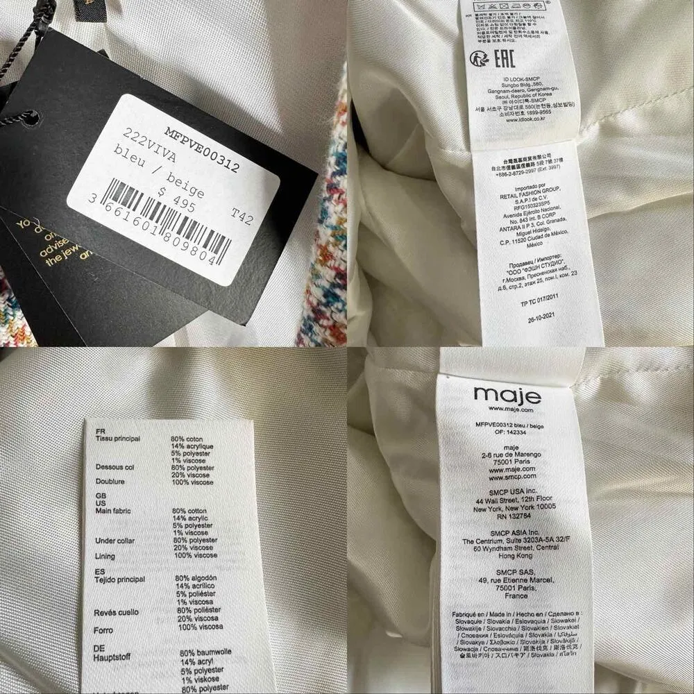 MAJE Tailored Check-Print Houndstooth Blazer Size FR 42 US 10 - Image 4