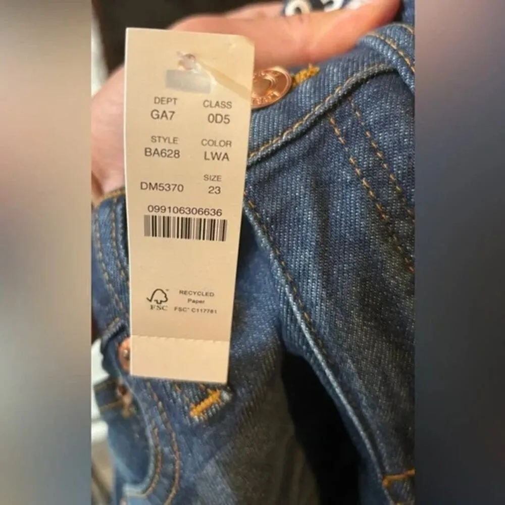 NWT J. Crew 9" Billie Demi Boot Crop Raw Frayed Hem Jeans Mid Rise 23 Blue #2900 - Image 5