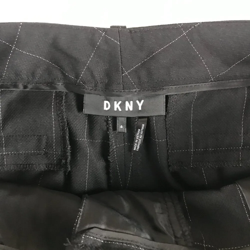 DKNY Women's Size 4 Black Windowpane Dress Pants - Image 6