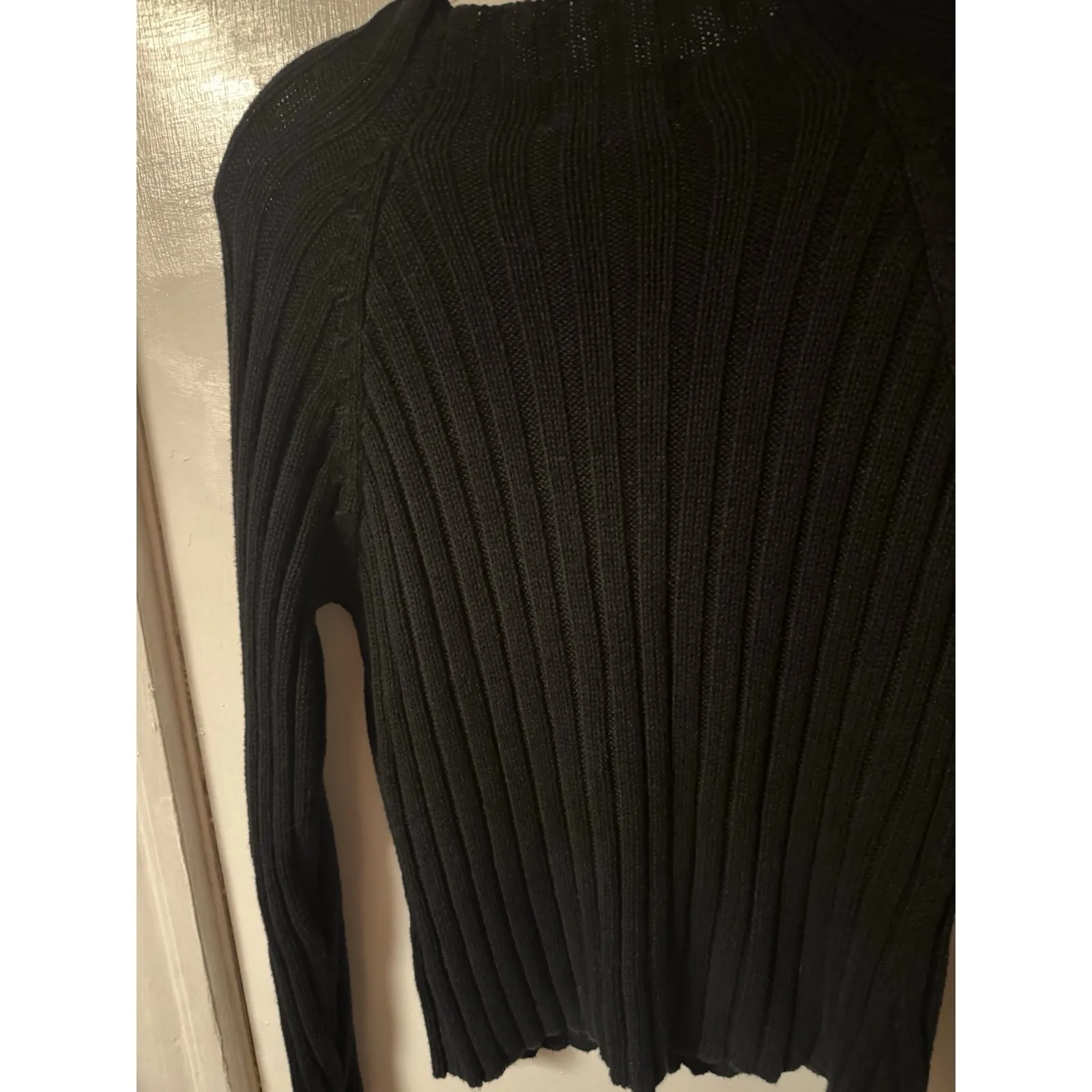 Vintage 1980s Herman Geist Women's Black Ribbed Mock Neck Sweater Size M - Image 10