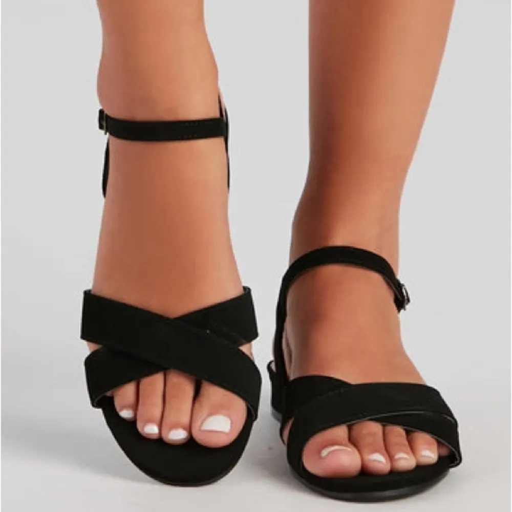 Nubuck Cross Sandals Black Size 8 - Image 2