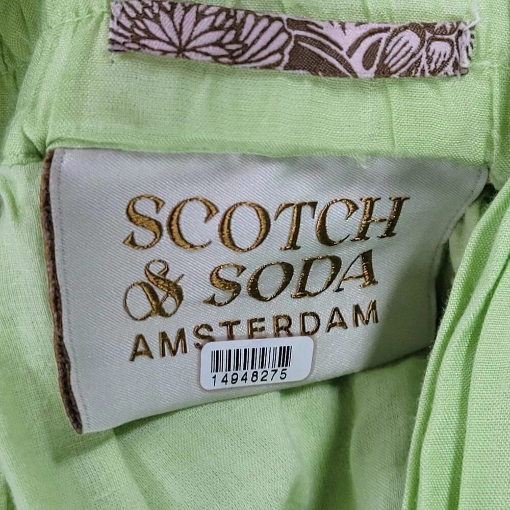 Scotch & Soda Tiered Maxi Dress Womens M Green Deep V Neck Cross Back - Image 3