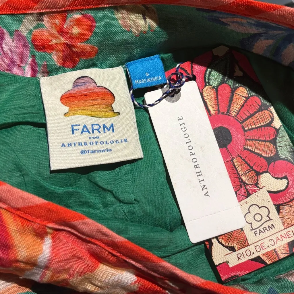 Farm Rio X Anthropologie Tie-Front Tropicart Floral Wide-Leg Pants Size S - Image 5